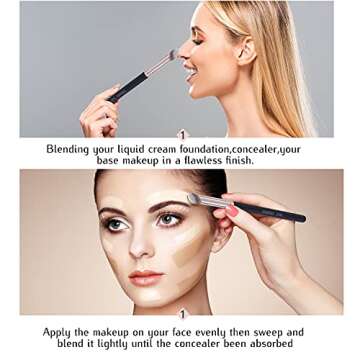 ENERGY Angled Flat Concealer Brush Under Eye Concealer Nose Contour Brush for Bronzer Liquid Foundation Cream Cosmetic Press Powder Concealer Palette Blending Buffing Stippling Brush Small 370S