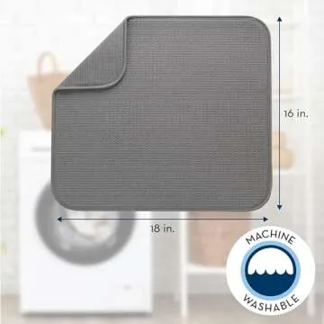 S&T INC. Dish Drying Mat, Highly Absorbent Microfiber Kitchen Counter Mat, Dish Drying Pad for Dishes, Utensils, Pots and Pans, Large 16" x 18", Grey