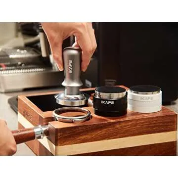 IKAPE 53mm Espresso Tamper, Premium Barista Coffee Tamper with Calibrated Spring Loaded, 100% Flat Stainless Steel Base Tamper Fits for Breville Series 54mm Portafilter Basket