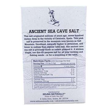 Celtic Sea Salt Pink Potassium Cave Salt 10.6 Oz (300 G) – Extra Fine Grain, Natural, Light In Sod...