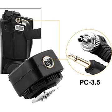 Pixel e-TTL Flash Hot Shoe Adapter with Extra PC Sync Port for Canon DSLRs and Flashguns