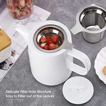 44 oz Ceramic Teapot with Stainless Steel Infuser