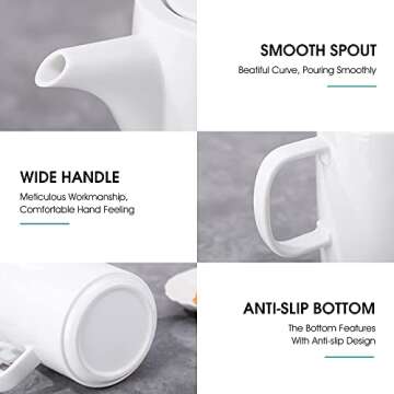 44 oz Ceramic Teapot with Stainless Steel Infuser