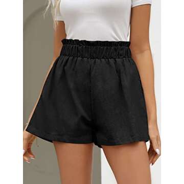 AUTOMET Womens Linen Casual Cotton Comfy Shorts Drawstring High Waisted Summer Cotton Shorts with Po...