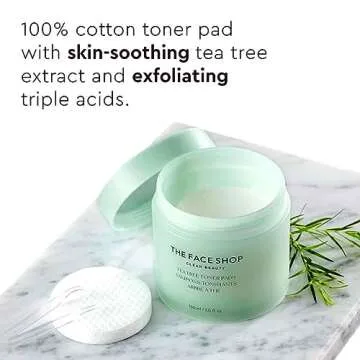 The Face Shop Tea Tree Toner Pads - Improve Uneven Skin Tone, Pore Minimizer - Exfoliating Dual Side...
