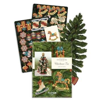 Freshcut Paper Pop Up Cards, 3D Popup Greeting Cards, Birthday Gift Card, Note Card & Envelope, 15" Christmas Tree