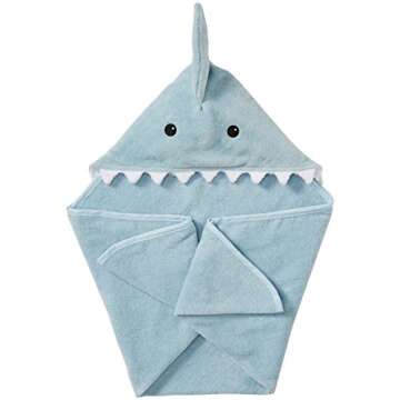 Baby Aspen Let The Fin Begin 4 Pc Bath Time Gift Set, Baby Shark Hooded Towel, Newborn, 0-9 Months, ...