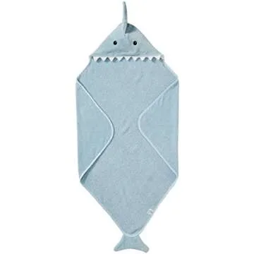 Baby Aspen Let The Fin Begin 4 Pc Bath Time Gift Set, Baby Shark Hooded Towel, Newborn, 0-9 Months, Blue