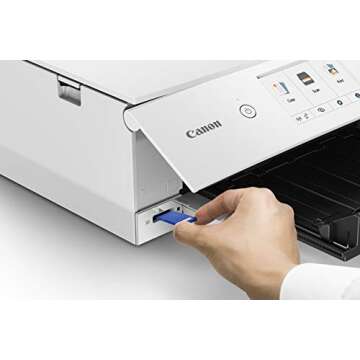 Canon TS8220 Wireless All in One Photo Printer with Scannier and Copier, Mobile Printing, White, Works with Alexa
