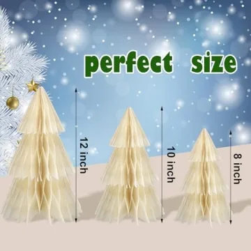 Beeveer 3-Pc Paper Christmas Tree Set for Holiday Decor