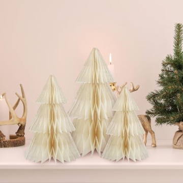 Beeveer 3-Pc Paper Christmas Tree Set for Holiday Decor