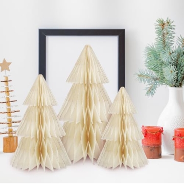 Beeveer 3-Pc Paper Christmas Tree Set for Holiday Decor
