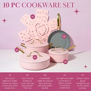 Paris Hilton Iconic Nonstick Pots and Pans Set 10-Piece