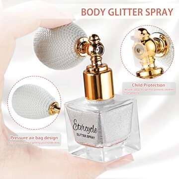 Etercycle Silver Body Glitter Spray, Shimmering Spray Powder Sparkle Powder, Cosmetic Shimmer Makeup...