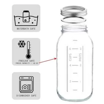 eleganttime 64 oz Mason Jar Wide Mouth 3 Pack,Large Half Gallon Mason Jar with Airtight Lid,Big 1/2 Gallon Big Mason Jars for Canning,Pickling, Fermentation and Preservation