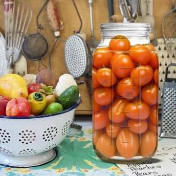 eleganttime 64 oz Mason Jar Wide Mouth 3 Pack,Large Half Gallon Mason Jar with Airtight Lid,Big 1/2 Gallon Big Mason Jars for Canning,Pickling, Fermentation and Preservation