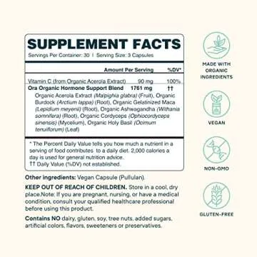Ora Organic Natural Hormone Balance Supplement & Hormonal Acne Relief for Women - Support Skin, Mood...
