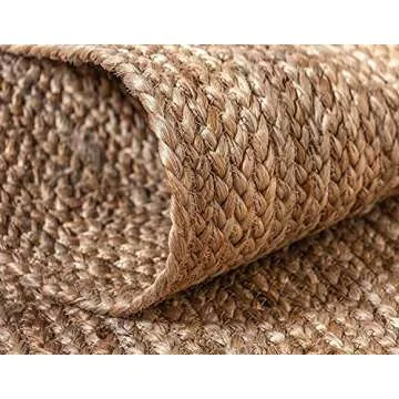 FRELISH DECOR Handwoven Jute Area Rug - 8 feet Round - Natural Yarn - Rustic Vintage Beige Braided Reversible Rug - Eco Friendly Rugs for Bedroom - Kitchen - Living Room - Farmhouse (8' Round)