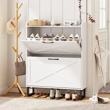 Maupvit Shoe Cabinet with 2 Flip Drawers - Stylish Organizer for Your Entryway