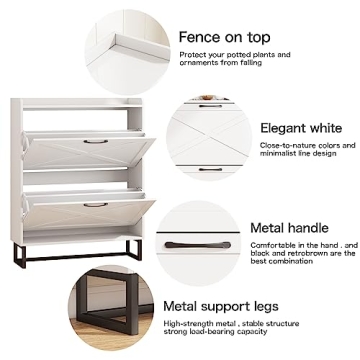 Maupvit Shoe Cabinet with 2 Flip Drawers for Stylish Storage