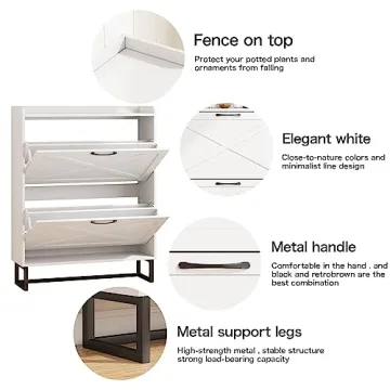 Maupvit Shoe Cabinet with 2 Flip Drawers for Stylish Storage