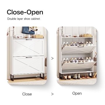 Maupvit Shoe Cabinet with 2 Flip Drawers for Stylish Storage