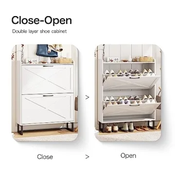 Maupvit Shoe Cabinet with 2 Flip Drawers for Stylish Storage