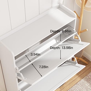 Maupvit Shoe Cabinet with 2 Flip Drawers for Stylish Storage
