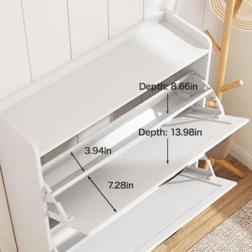 Maupvit Shoe Cabinet with 2 Flip Drawers for Stylish Storage