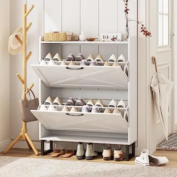 Maupvit Shoe Cabinet with 2 Flip Drawers for Stylish Storage