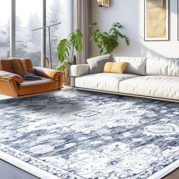 Shilucheng 9x12 Area Rug - Soft Low Pile, Machine Washable, Non Slip