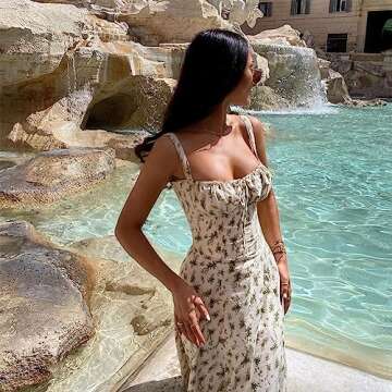 EFOGEP Women Floral Corset Dress for Summer Elegance