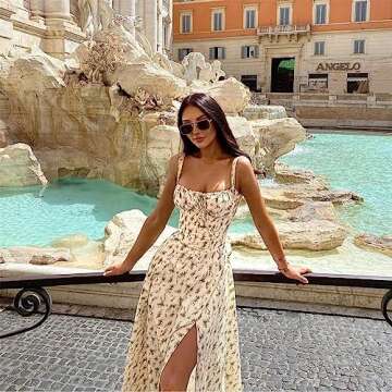 EFOGEP Women Floral Corset Dress for Summer Elegance