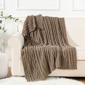 Luxurious Battilo Camel Tan Chenille Throw Blanket
