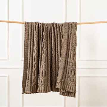 Luxurious Battilo Camel Tan Chenille Throw Blanket