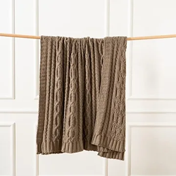 Luxurious Battilo Camel Tan Chenille Throw Blanket