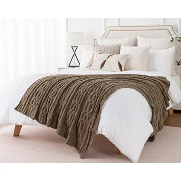 Luxurious Battilo Camel Tan Chenille Throw Blanket