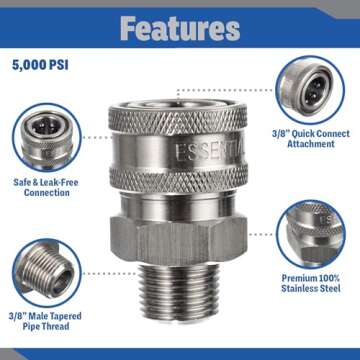 Stainless Steel Pressure Washer Quick Connect Fittings Set