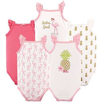 Hudson Baby Unisex Baby Cotton Sleeveless Bodysuits Bodysuit, Pineapple, 9-12 Months US