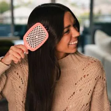 FHI Heat UNbrush Detangling Brush for Pain-Free Brushing on All Wet or Dry Hair Types — Durable DuoFlex Anti-Static Bristles, Lightweight Handle, Vented Hair Brush, Rose Dark Pink