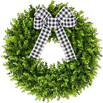 Vlorart Faux Boxwood Wreath for Year Round Elegance