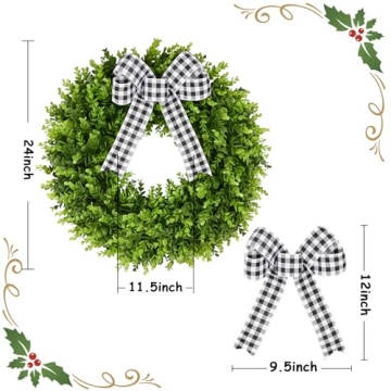 Vlorart Faux Boxwood Wreath for Year Round Elegance