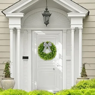 Vlorart Faux Boxwood Wreath for Year Round Elegance