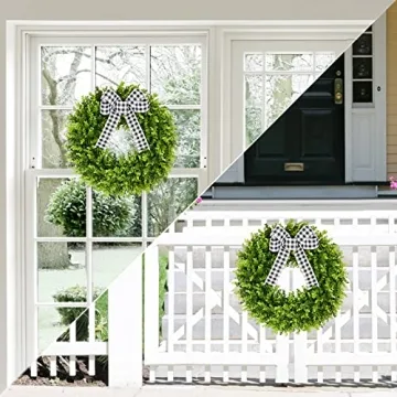 Vlorart Faux Boxwood Wreath for Year Round Elegance