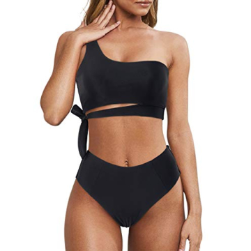 Stylish One Shoulder High Waisted Bikini Set for Women