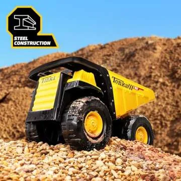 Tonka Steel Classics Toughest Mighty Dump Truck - Made with Steel & Sturdy Plastic, Large Yellow Toy Construction Truck, Boys and Girls, Kids, Toddlers, Ages 3+