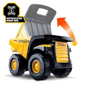 Tonka Steel Classics Toughest Mighty Dump Truck - Made with Steel & Sturdy Plastic, Large Yellow Toy Construction Truck, Boys and Girls, Kids, Toddlers, Ages 3+