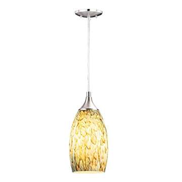 COOSA 1-Light Pendant Light, Handcrafted Art Glass Hanging Light with Brushed Nickel Finished Adjust...