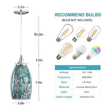 Stylish COOSA 1-Light Pendant Light in Handblown Glass