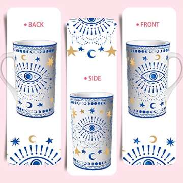 NymphFable Ceramic Coffee Mug 18oz Boho Eyes Coffee Cups with Handle Personalized Baking Pattern Tea...